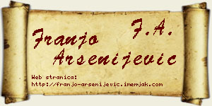 Franjo Arsenijević vizit kartica